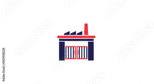 Factory Building with Chimney and Gates.