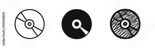 CD DVD Disc Icon Set for Data, Music, and Video Storage