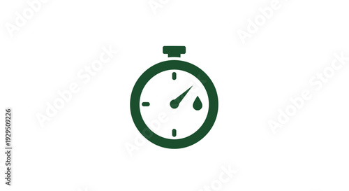 Green Stopwatch Icon on White Background.