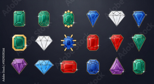 Vibrant collection of colorful gemstones and precious jewels