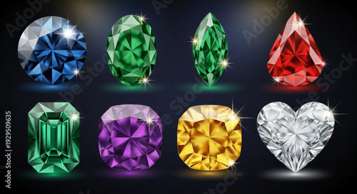 Vibrant collection of colorful precious gems and jewels