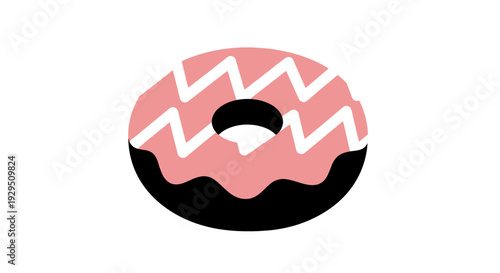 Pink Donut with White Icing and Hole.