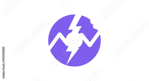 Purple Circle Logo with Lightning Bolt Symbol.