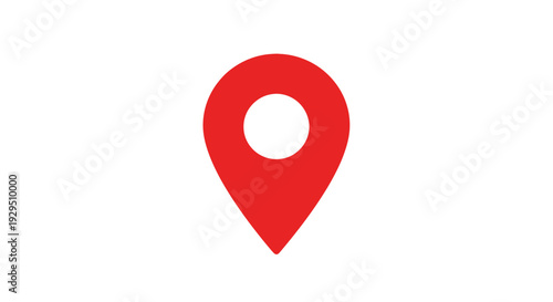 Red Location Pin Icon on White.