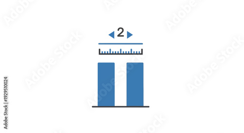 Ruler Measuring Two Blue Vertical Bars.