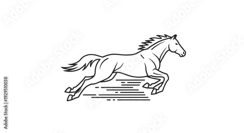 Running Horse Illustration Simple Line Art.