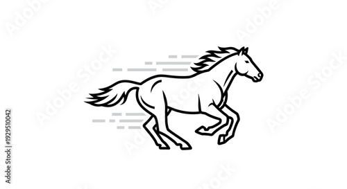 Running Horse Illustration Simple Line Art.