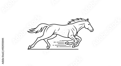 Running Horse Line Drawing Illustration.
