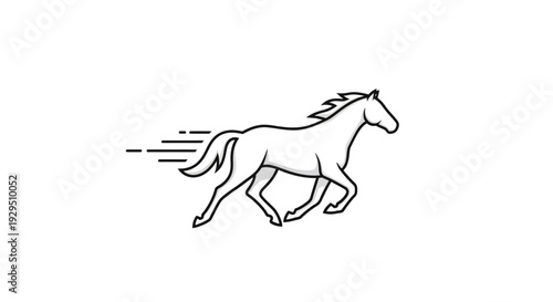 Running Horse Simple Line Art Illustration.
