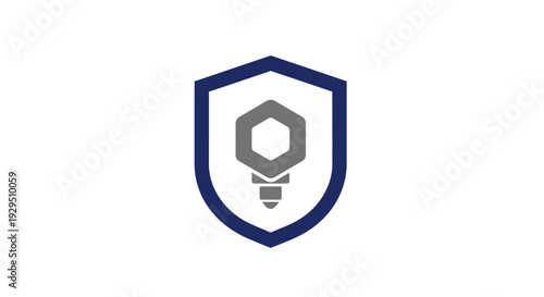 Shield Badge Icon with Hexagon and Bolt.