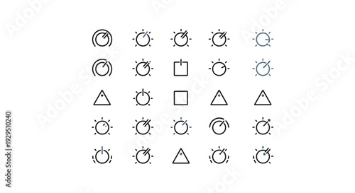Simple Geometric Shapes and Icons Grid.