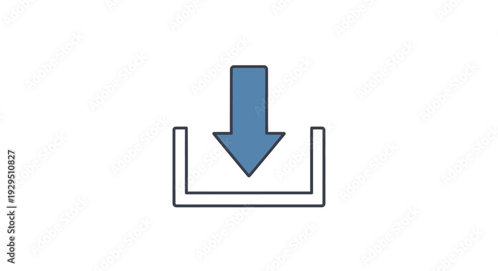 Fototapeta premium Blue Arrow Pointing Downwards Symbol.
