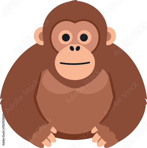 Adorable orangutan sitting patiently with hands together on a white background