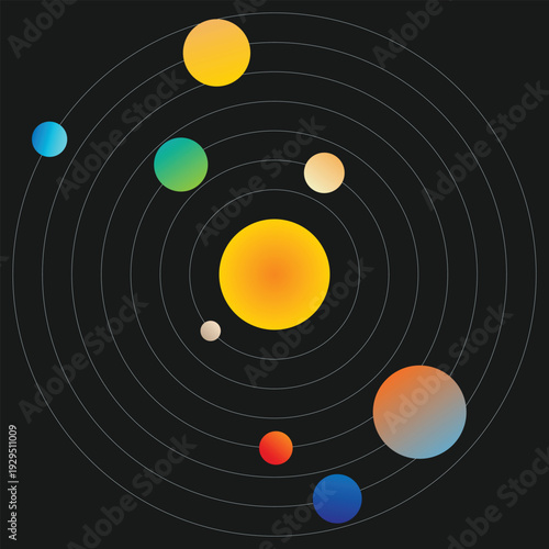 Wallpaper Mural Planet and solar system background. Planet circles and orbits. Astronomy banner Torontodigital.ca
