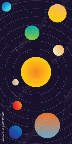 Wallpaper Mural Planet and solar system background. Planet circles and orbits. Astronomy banner Torontodigital.ca