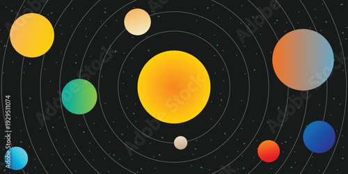 Planet and solar system background. Planet circles and orbits. Astronomy banner