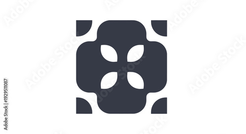 Black and white square shaped symbol.