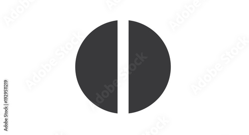 Black Circle Divided into Two Halves.