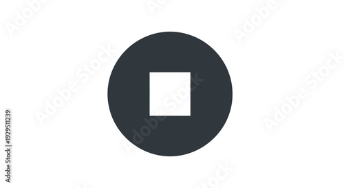 Black circle with white square.