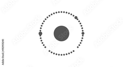 Black Circle with Dotted Orbit Illustration.