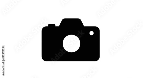 Black digital single lens reflex camera.