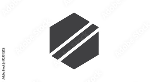Black hexagon with white lines.