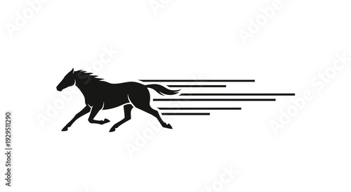 Black Horse Running Fast Silhouette Motion.