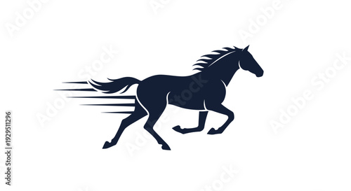 Black Horse Silhouette Running Fast Freely.