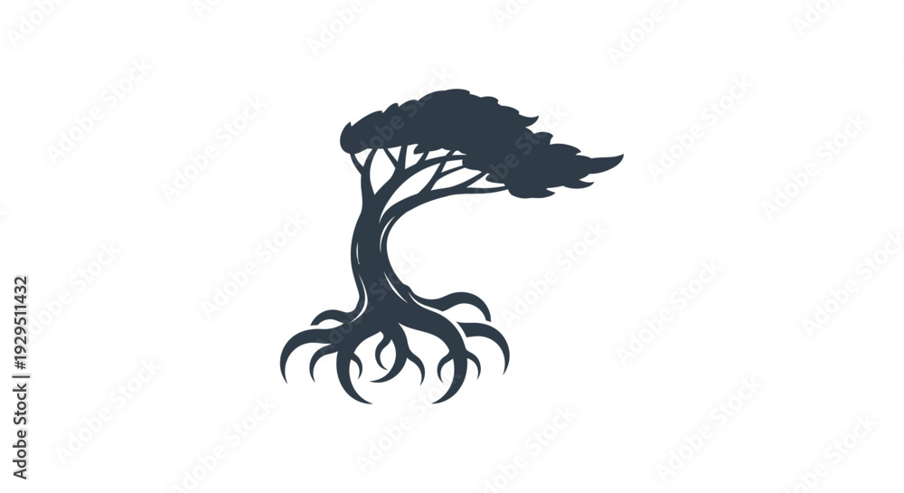Naklejka premium Black Silhouette of a Tree.