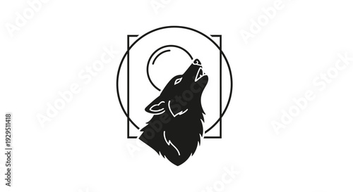 Black silhouette of a howling wolf.