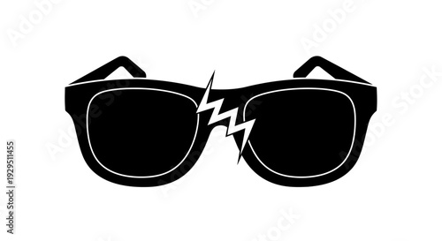 Black sunglasses with broken lens.