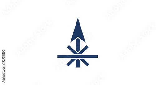 Blue and white abstract geometric symbol.