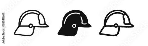 Firefighter Helmet Icon Set: Essential Outline, Silhouette, and Hand-Drawn Styles for Emergency Services