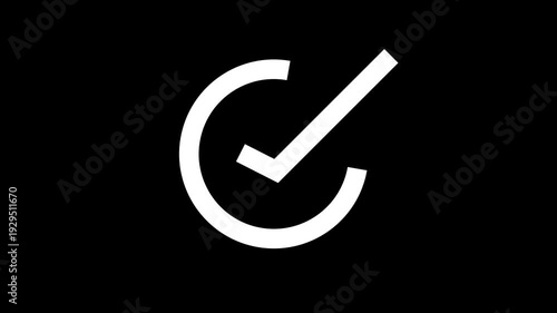 white checkmark symbol on a black background in this video. Checkmark animation. successfully done, approved sign, tick icon black background 4K 