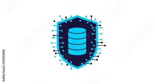 A digital database shield icon representing security and technology