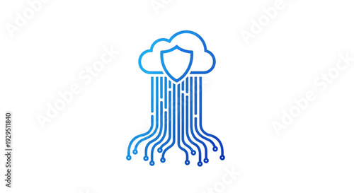 Cloud Security Illustration with Shield Protection