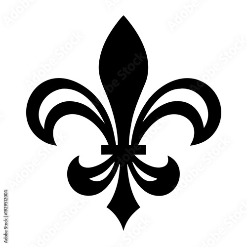 Black fleur de lis royal symbol icon isolated on transparent background