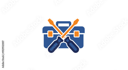 Blue toolbox with orange tools inside.