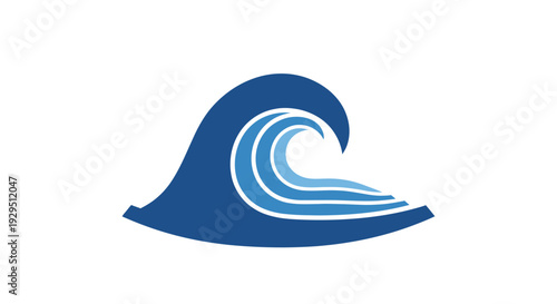 Blue wave icon graphic symbol.