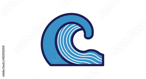 Blue wave graphic design element symbol.