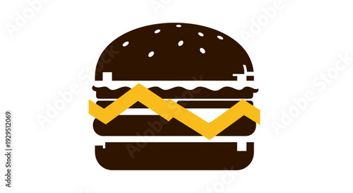 Brown Burger with Yellow Cheese.