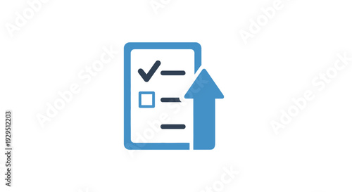 Checklist with blue arrow icon.