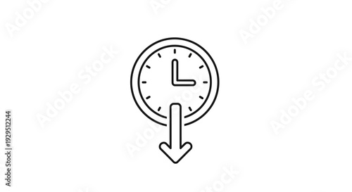 Clock with downward pointing arrow symbol.