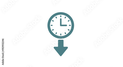 Clock with downward pointing arrow symbol.