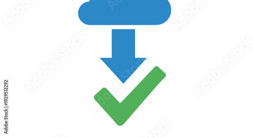 Cloud Download Arrow Green Checkmark Approved.