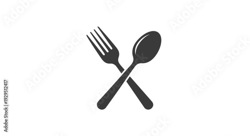 Crossed silverware eating utensils icon.