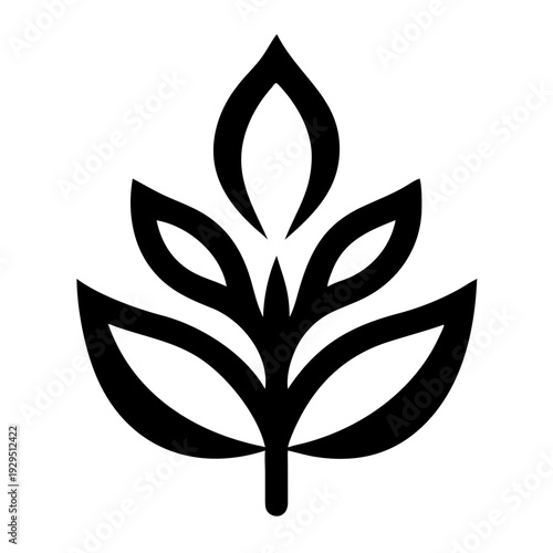 Wallpaper Mural Minimalist black plant sprig with five leaves line art, natural organic foliage vector illustration Torontodigital.ca