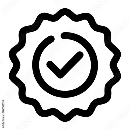 Wallpaper Mural Quality assurance seal icon with check mark inside wavy circle for certified product or guaranteed service symbol Torontodigital.ca