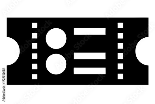 Concert ticket or admission pass, black silhouette for events, shows, and travel