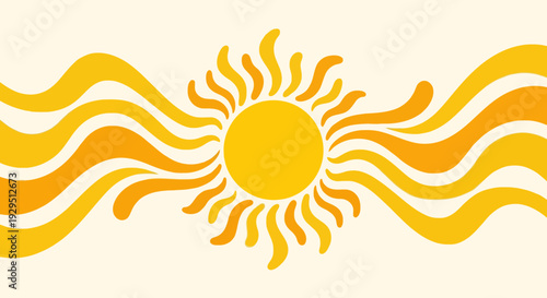 Retro Sun Waves and Warm Aura Design - Sunny Summer Day Vibes